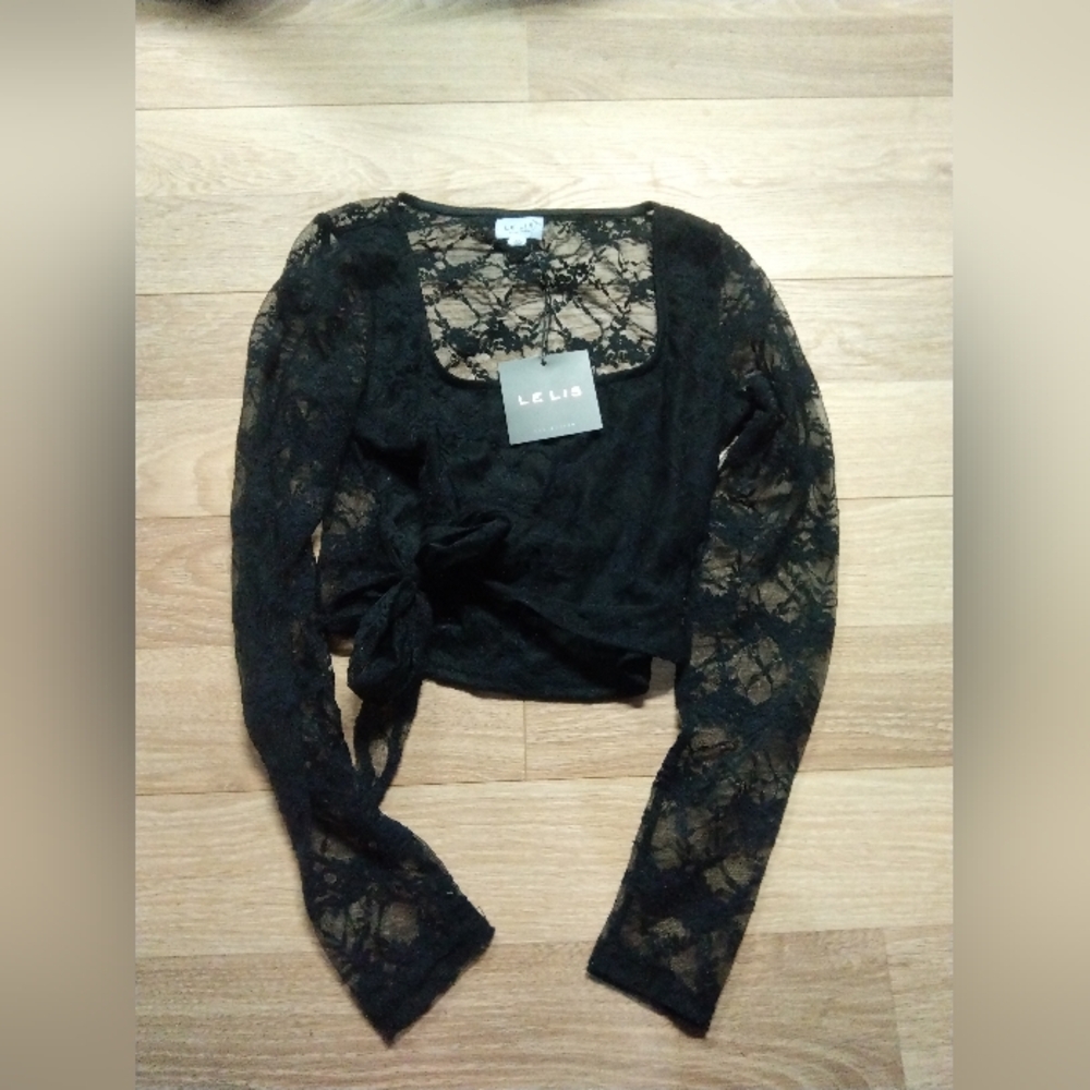 Le Lis Black Lace Long Sleeve Blouse